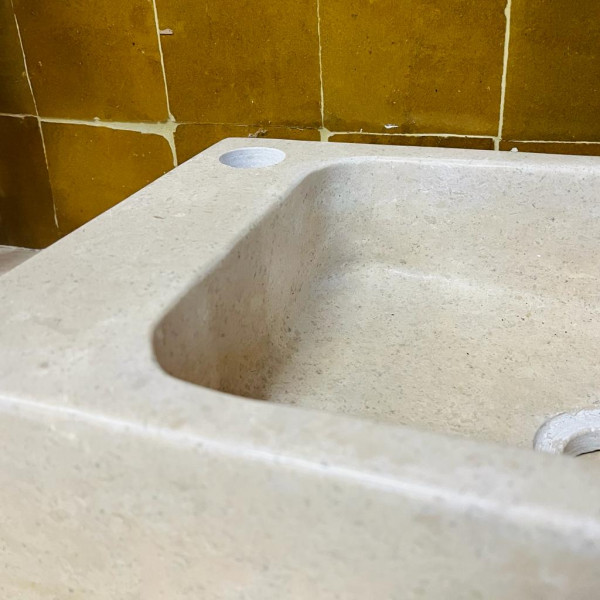 Lave Main à poser Marbre Beige - 40x25x10cm - Lisse -
