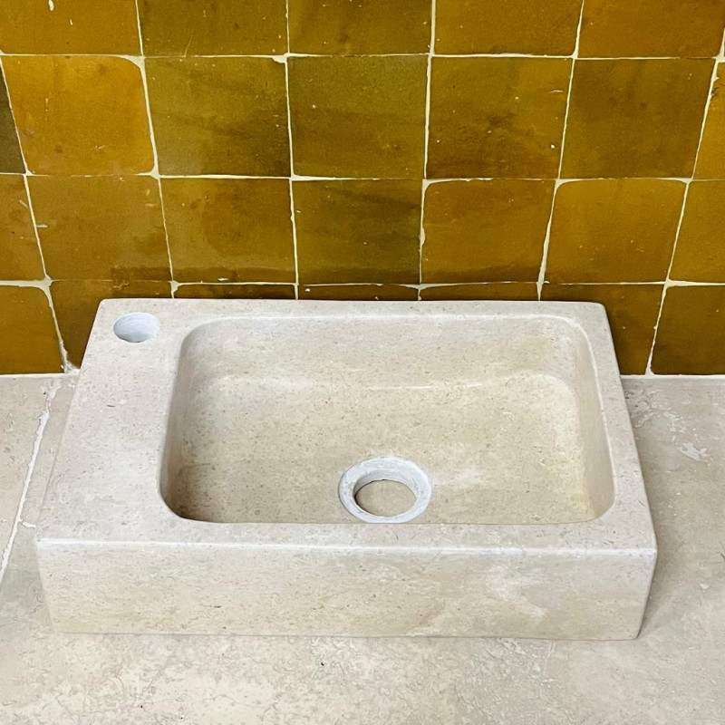 Lave Main à poser Marbre Beige - 40x25x10cm - Lisse -