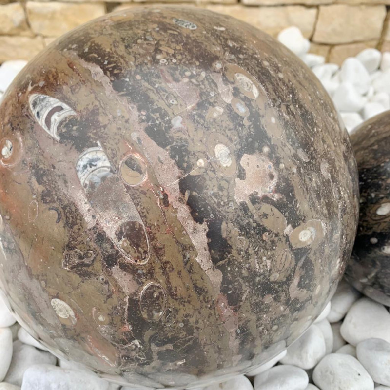 Boule Marbre Vert Fossile - S / M -