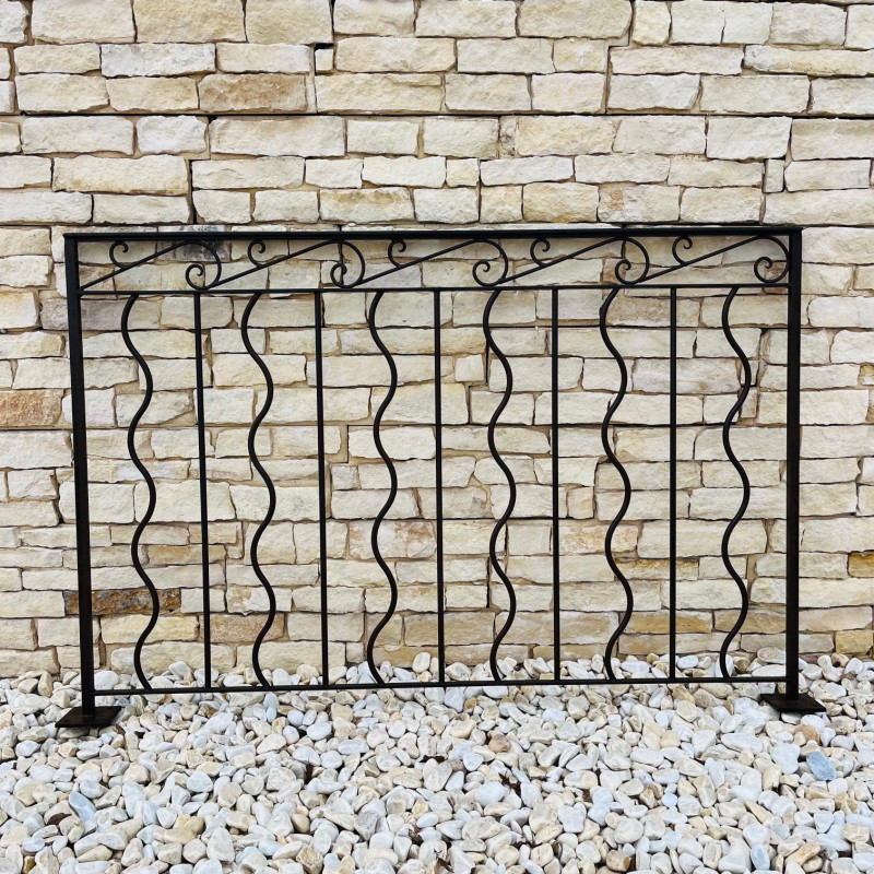 Garde Corps Droit - Fer Forgé - Vague - Hauteur 1m Finie -