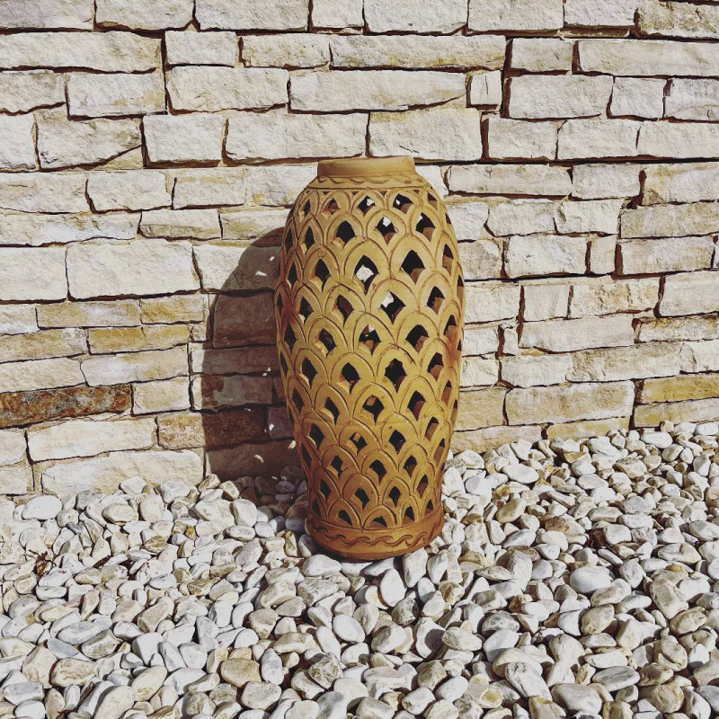 Poterie Artisanale - Photophore - Terre Cuite -
