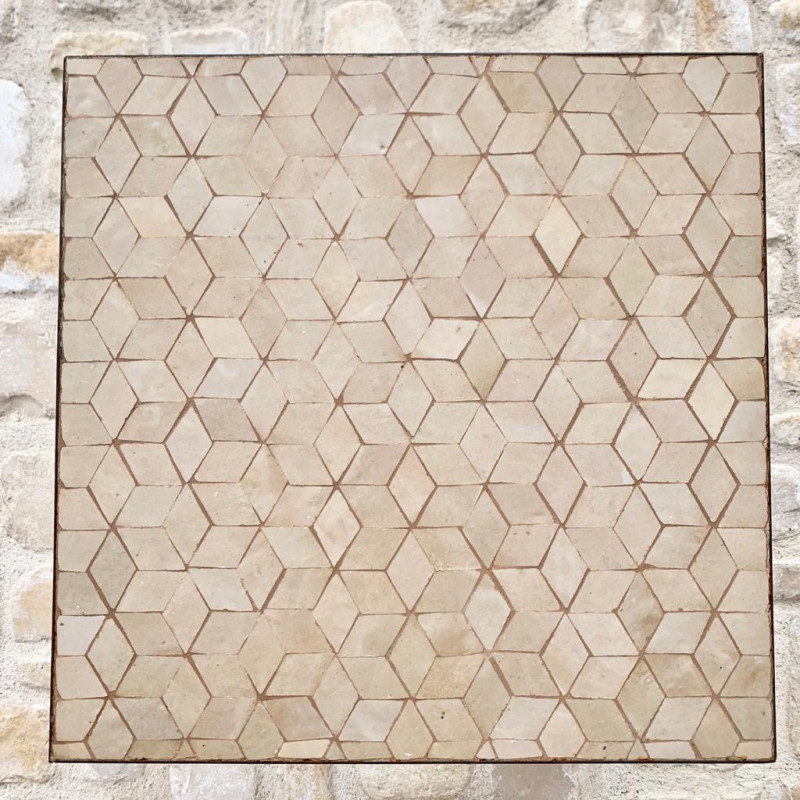 Table Basse - Zellige - Cube - Beige - 50/50cm - Hauteur 43cm -