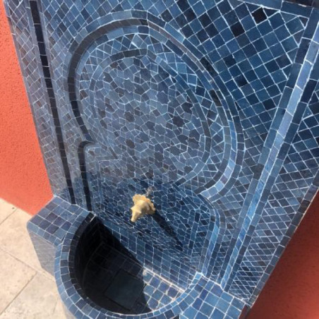 Fontaine Zellige - Aladin - Bleu Glaz - 120x80cm - Pompe & Crachoir Laiton -