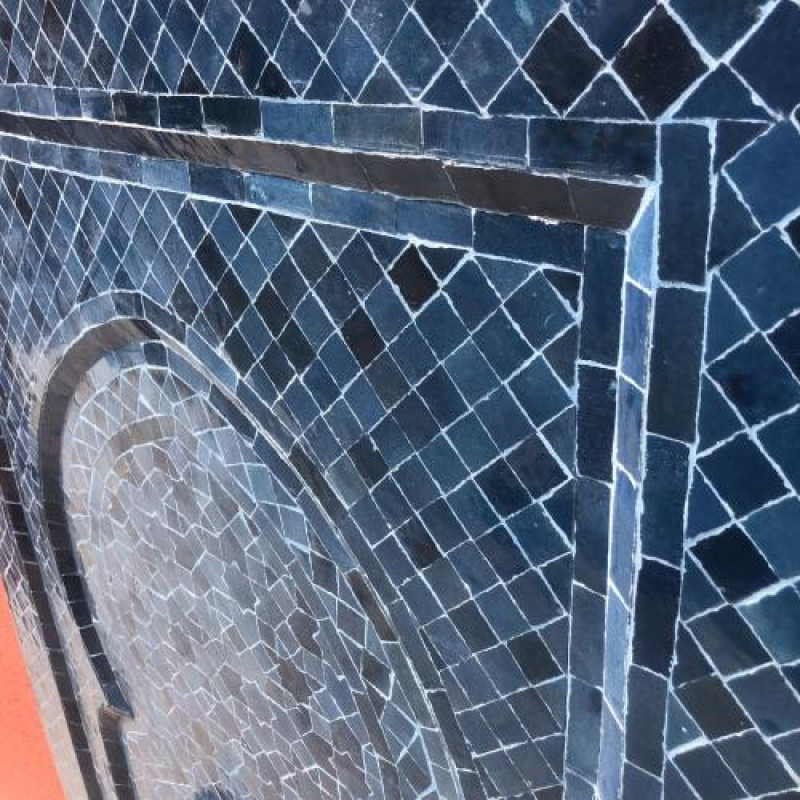 Fontaine Marocaine - Aladin - Bleu Glaz - 120/80cm - Pompe & Crachoir Laiton -