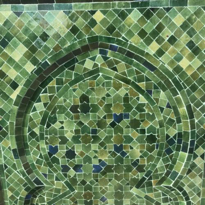 Fontaine Marocaine - Aladin - Vert Tamegroute - 100/60cm - Pompe & Crachoir Laiton -