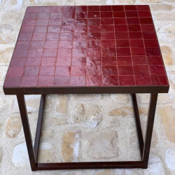 Table Basse - Zellige - Carré - Bordeaux - 50x50cm - Hauteur 43cm -
