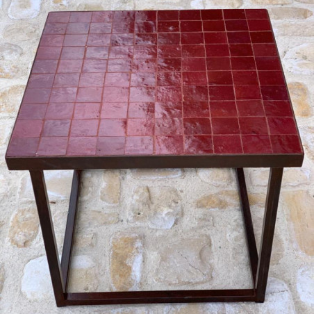 Table Basse - Zellige - Carré - Bordeaux - 50/50cm - Hauteur 43cm -