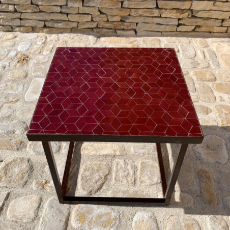 Table Basse - Zellige - Cube - Bordeaux - 50/50cm - Hauteur 43cm -