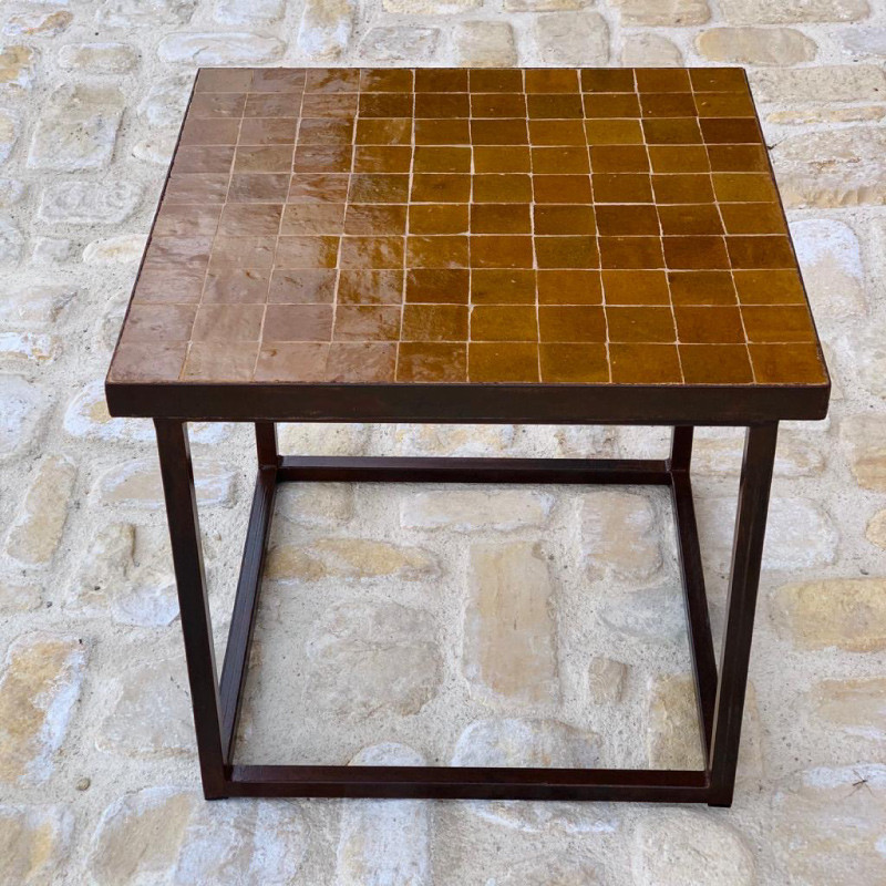 Table Basse - Zellige - Carré - Miel - 50/50cm - Hauteur 43cm -