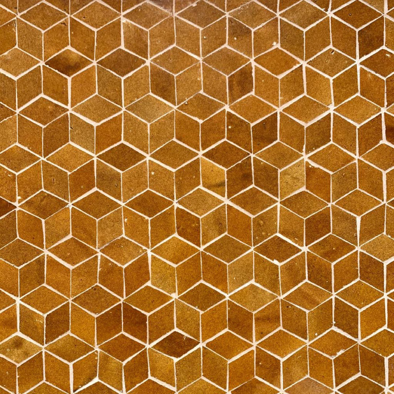 Table Basse - Zellige - Cube - Miel - 50/50cm - Hauteur 43cm -