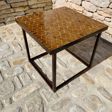 Table Basse - Zellige - Cube - Miel - 50/50cm - Hauteur 43cm -