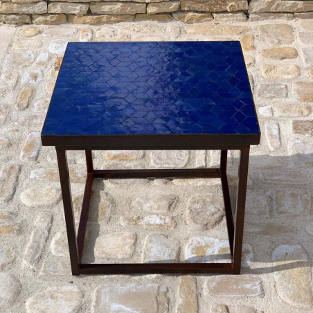 Table Basse - Zellige - Cube - Bleu Majorelle - 50/50cm - Hauteur 43cm -