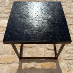 Table Basse - Zellige - Cube - Noir - 50x50cm - Hauteur 43cm -