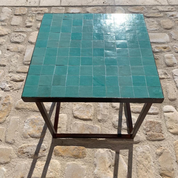 Table Basse - Zellige - Carré - Vert Menthe - 50x50cm - Hauteur 43cm -