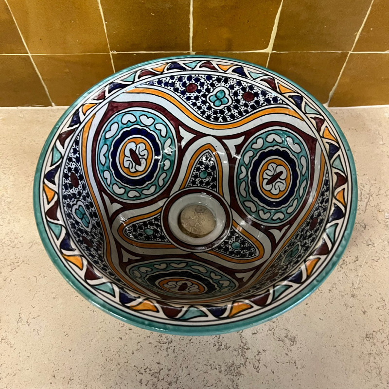 Vasque Zellige à encastrer - ø 30cm - Hauteur 14cm -