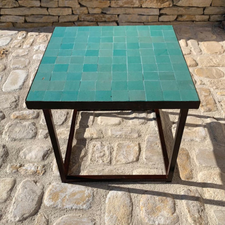 Table Basse - Zellige - Carré - Vert Menthe - 50/50cm - Hauteur 43cm -