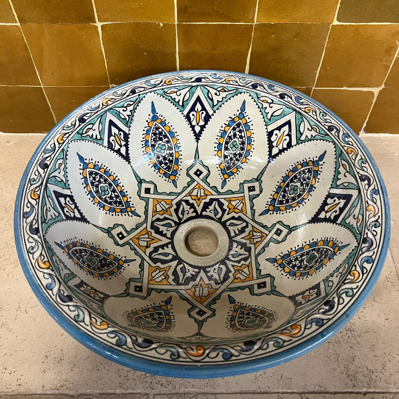 Vasque Zellige V à poser - ø 40cm - Hauteur 15cm -