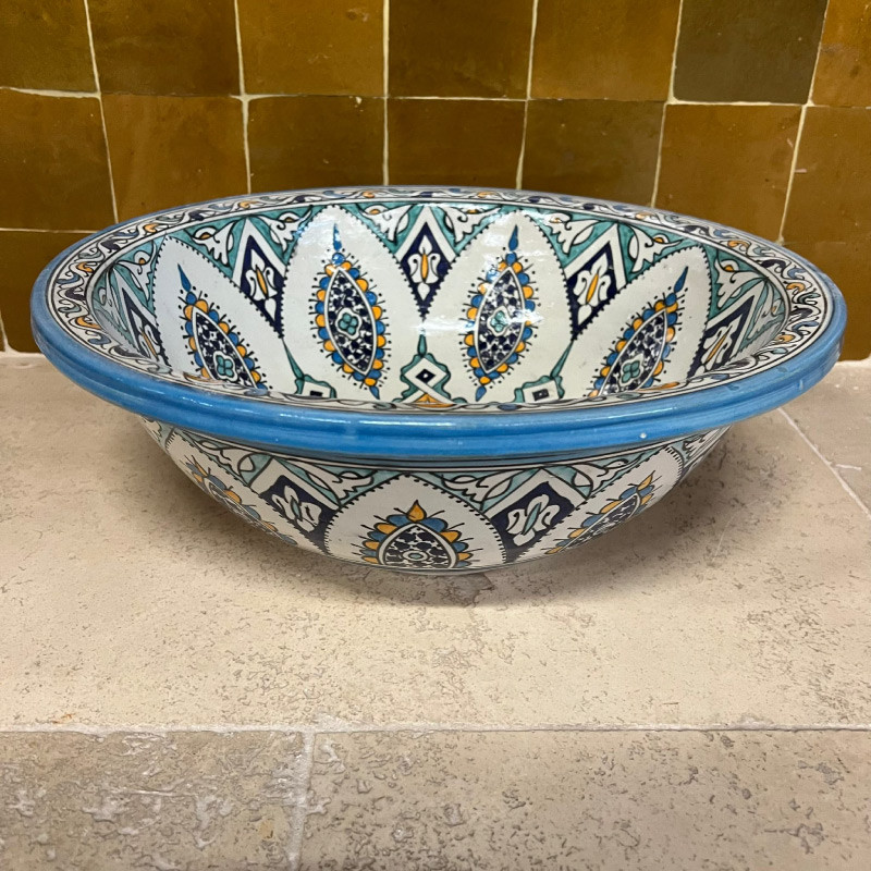 Vasque Zellige V à poser - ø 40cm - Hauteur 15cm -