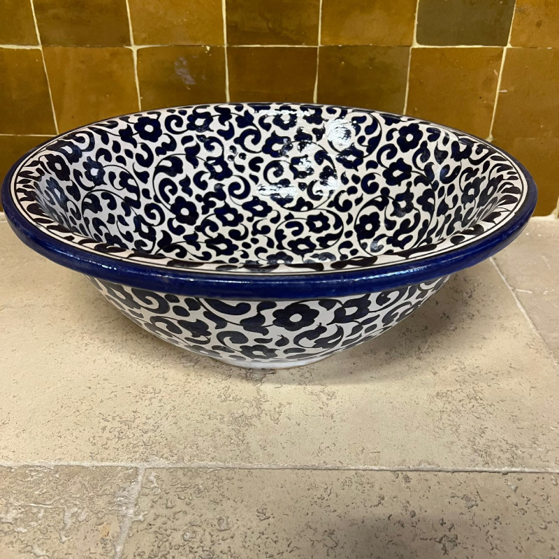 Vasque Zellige X à poser - ø 40cm - Hauteur 15cm -