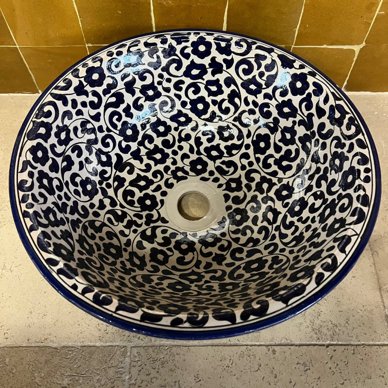 Vasque Zellige X à poser - ø 40cm - Hauteur 15cm -