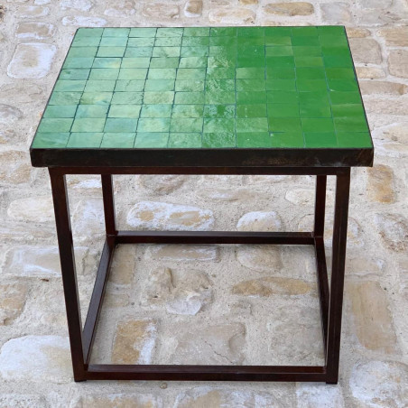 Table Basse - Zellige - Carré - Vert Pomme - 50/50cm - Hauteur 43cm -