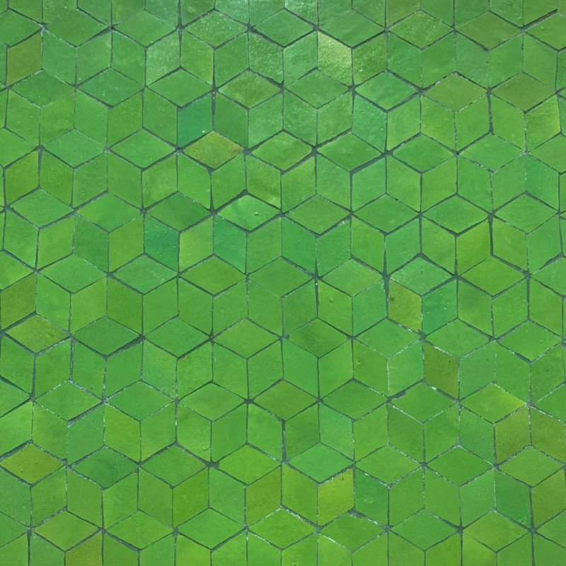 Table Basse - Zellige - Cube - Vert Pomme - 50/50cm - Hauteur 43cm -