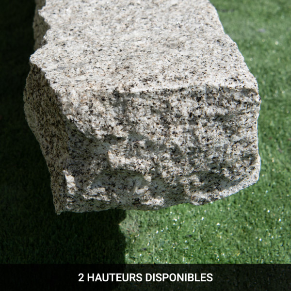 Bordure Granit Gris Éclatée - Hauteur 15/20cm - Longueur libre - Epaisseur 8cm -