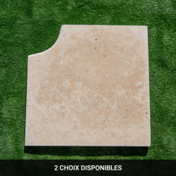 Margelle Travertin Beige - Angle Rentrant 45/45cm - 3cm - Bord arrondi - Vieillie -