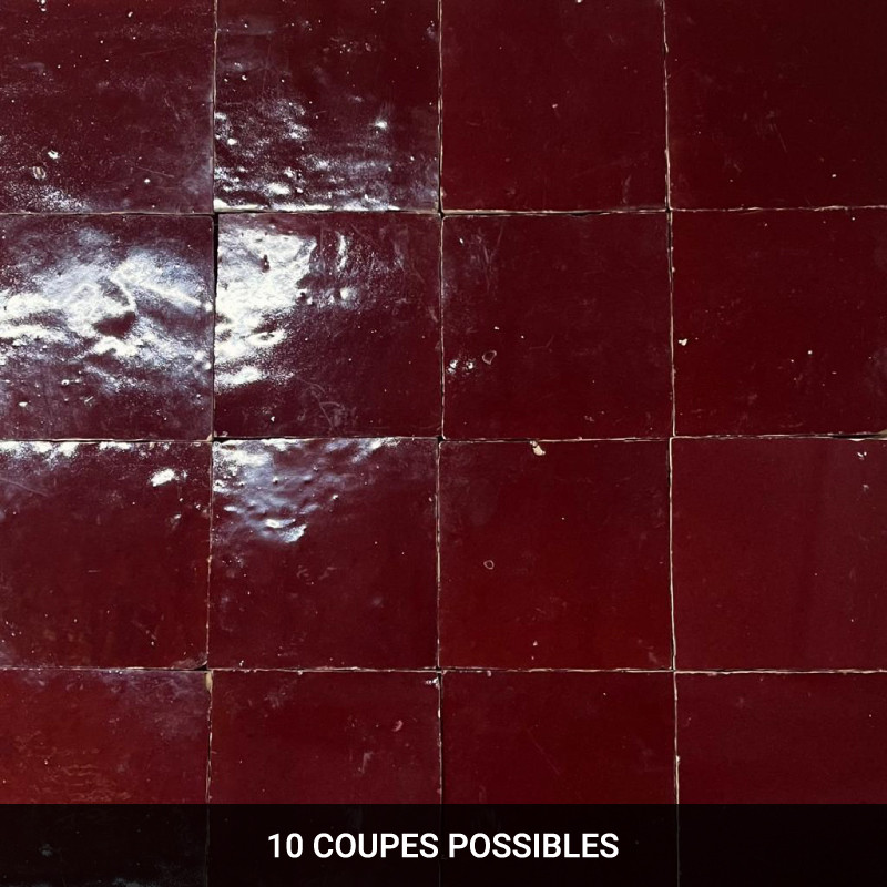 Carrelage - Véritable Zellige de Fès - Rouge Ruby -