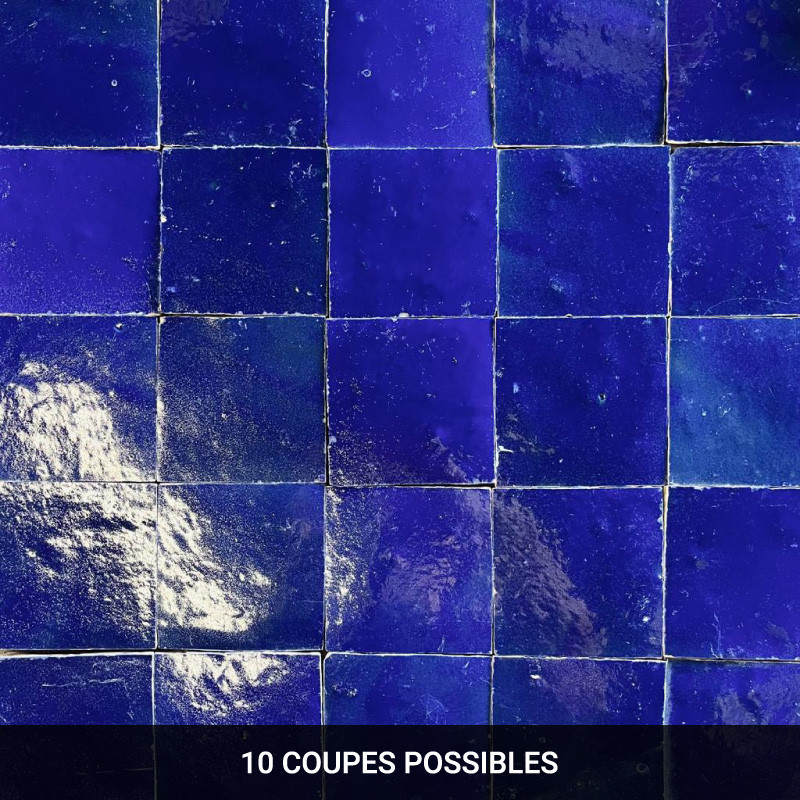 Carrelage - Véritable Zellige de Fès - Bleu Électrique -
