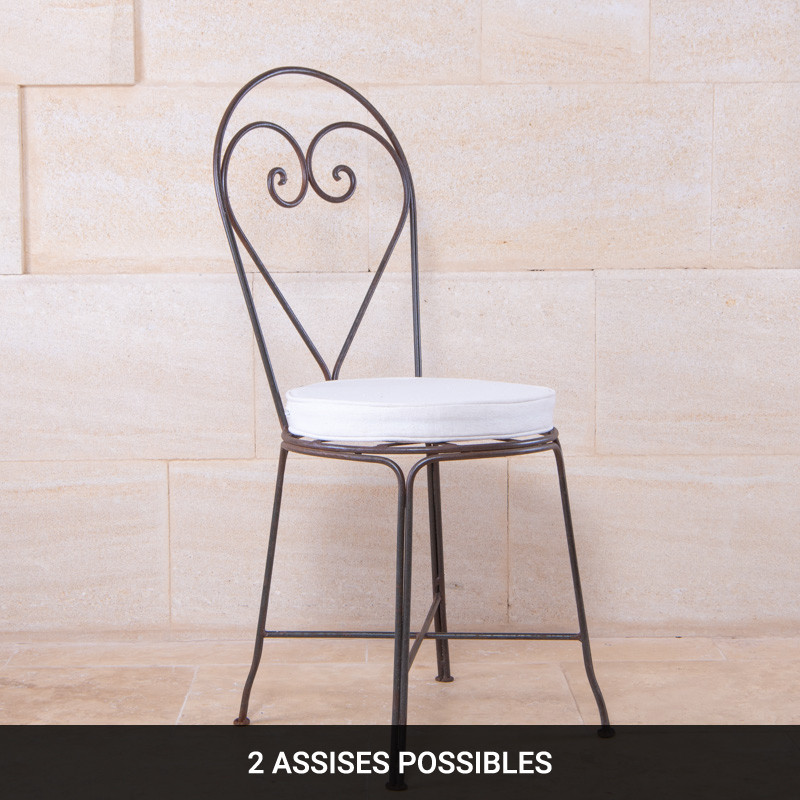 Chaise en fer forgé - Cœur -