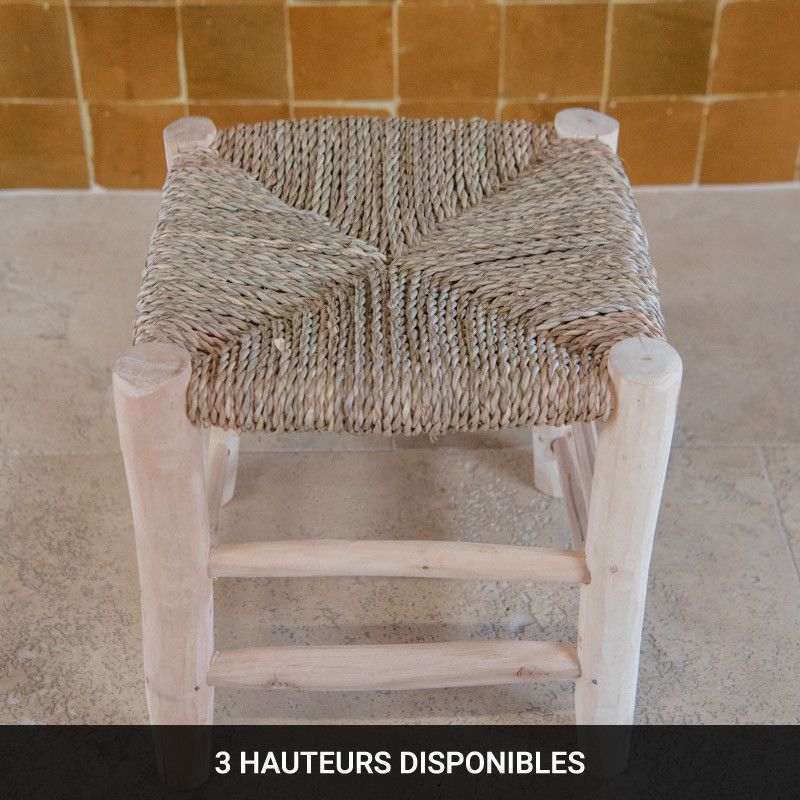Tabouret Bohème - Naturel - 30/30cm - Hauteur S/M/L -
