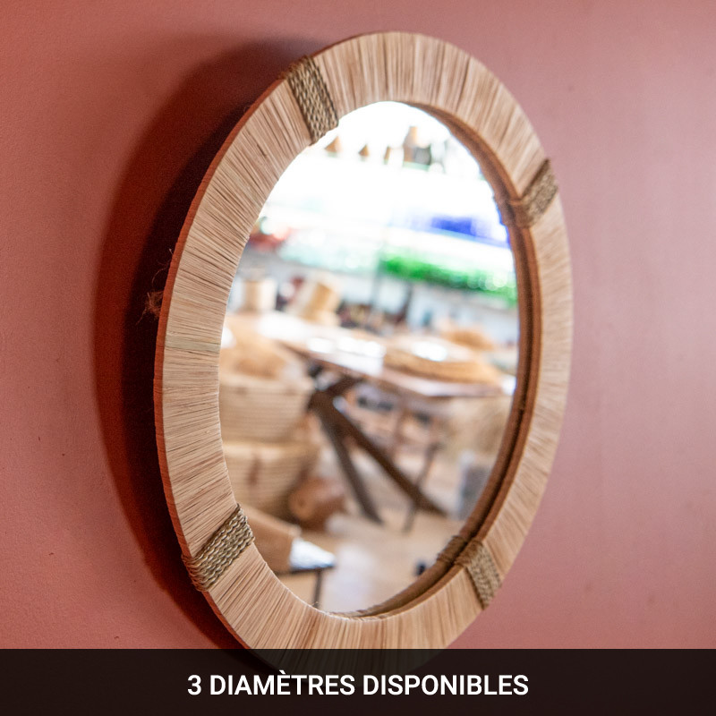 Miroir Artisanal - Raphia - Mia Rond - S / M / L -