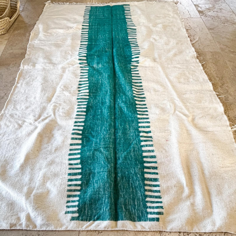 Tapis Kilim Vert Bleu - VI - ≈ 245 x 160 cm -