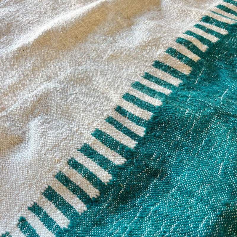 Tapis Kilim Vert Bleu - VI - ≈ 245 x 160 cm -