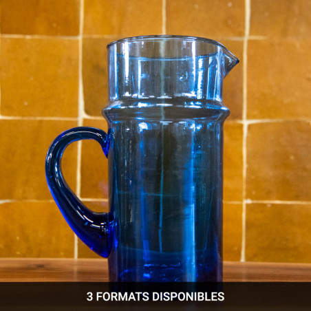Carafe en verre - Beldi - ≈ d10x20cm - Bleue -