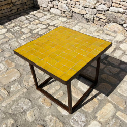 Table Basse - Zellige - Carré - Jaune - 50x50cm - Hauteur 43cm -