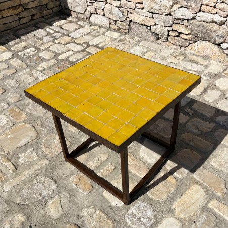 Table Basse - Zellige - Carré - Jaune - 50/50cm - Hauteur 43cm -