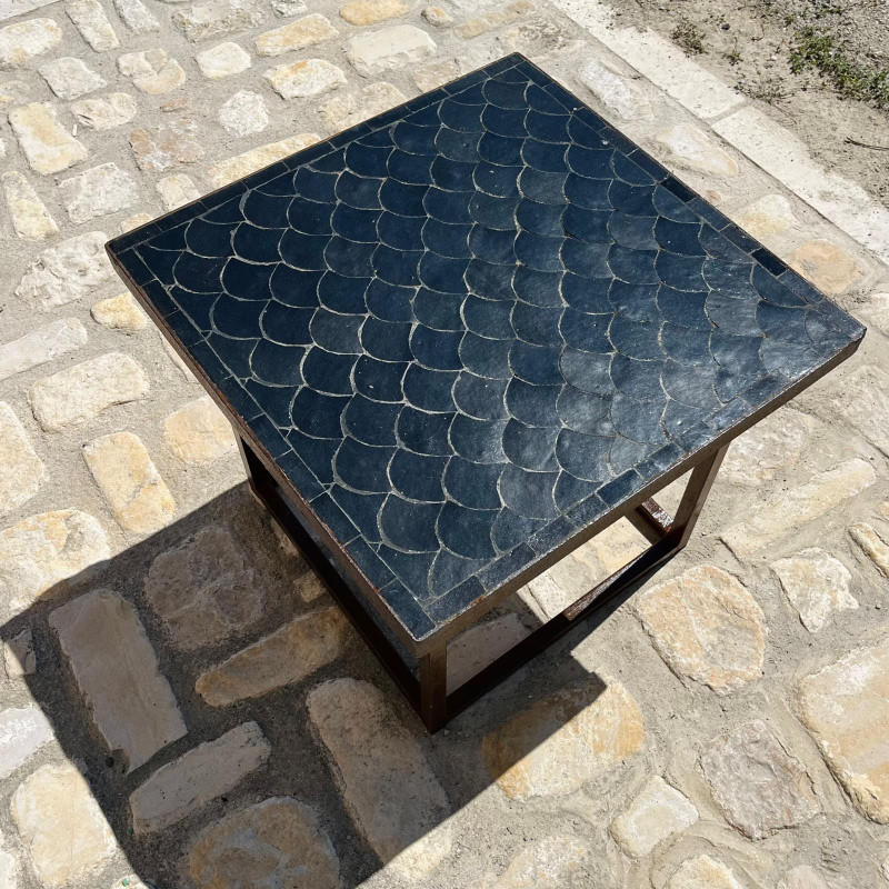 Table Basse - Zellige - Ecaille - Noir - 50/50cm - Hauteur 43cm -
