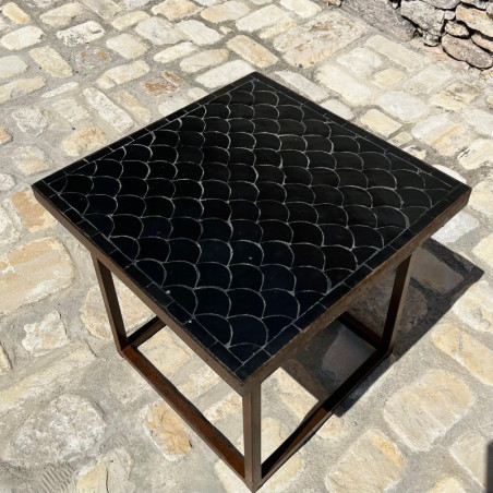 Table Basse - Zellige - Ecaille - Noir - 50/50cm - Hauteur 43cm -