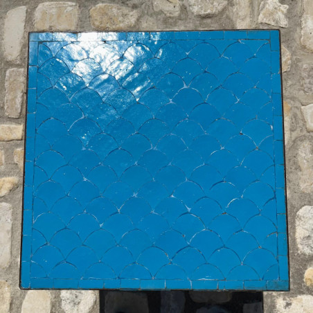 Table Basse - Zellige - Ecaille - Bleu Turquoise - 50/50cm - Hauteur 43cm -