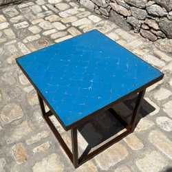 Table Basse - Zellige - Ecaille - Bleu Turquoise - 50x50cm - Hauteur 43cm -