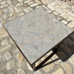 Table Basse - Zellige - Ecaille - Beige - 50x50cm - Hauteur 43cm -