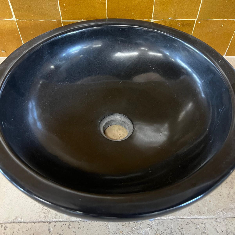 Vasque Marbre Noir - ⌀ 40cm - Hauteur 14cm - Bol Eclaté -