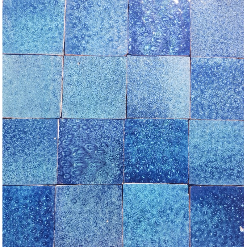 Carrelage - Véritable Zellige de Fès - Bleu Bubble -