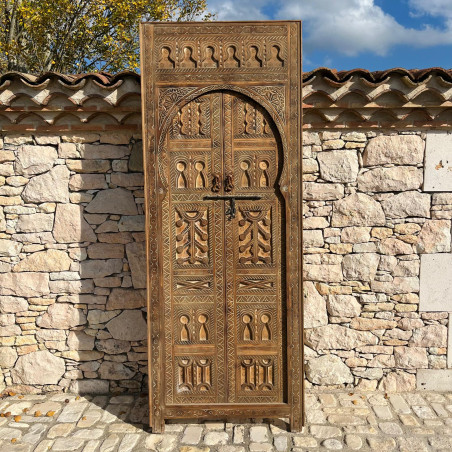 Porte marocaine - Tribal - bois massif de cèdre -