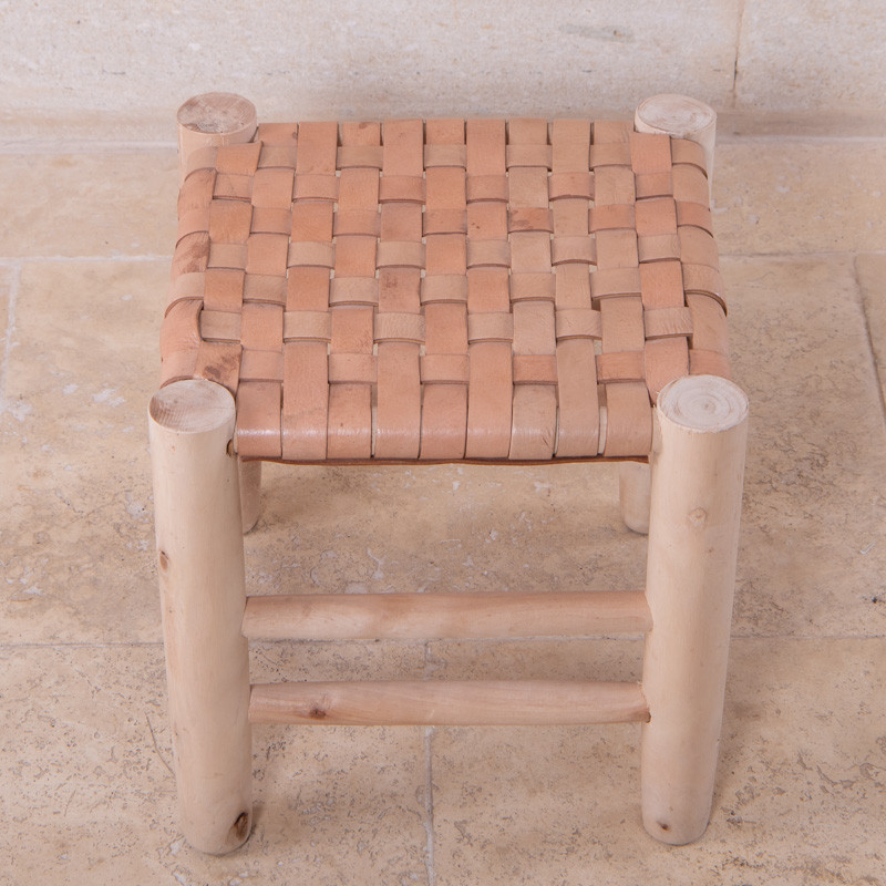Tabouret Bohème - Cuir Large - 30/30cm - Hauteur S/M -