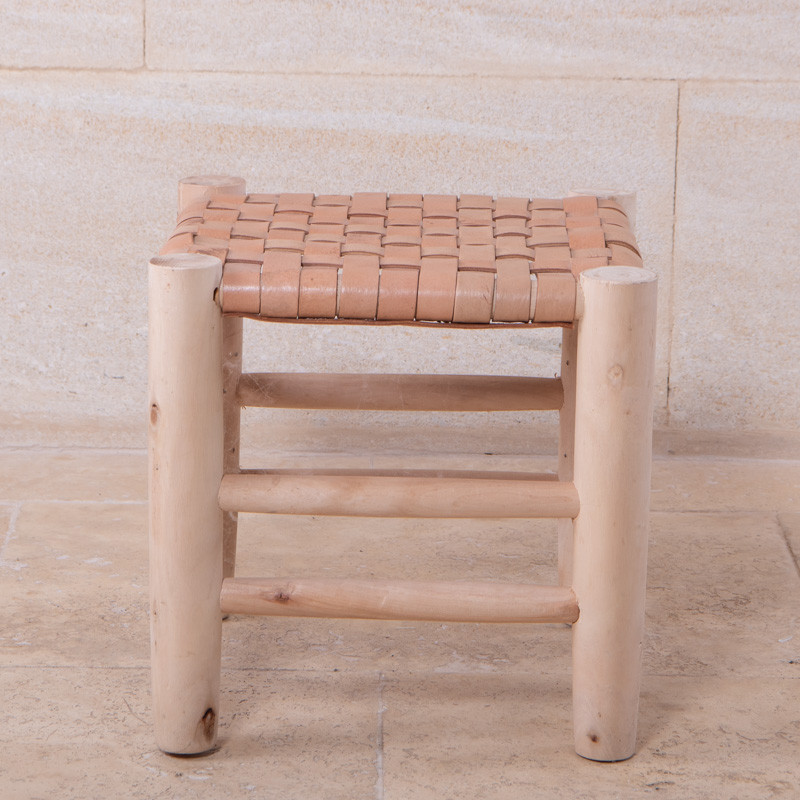 Tabouret Bohème - Cuir Large - 30/30cm - Hauteur S/M -