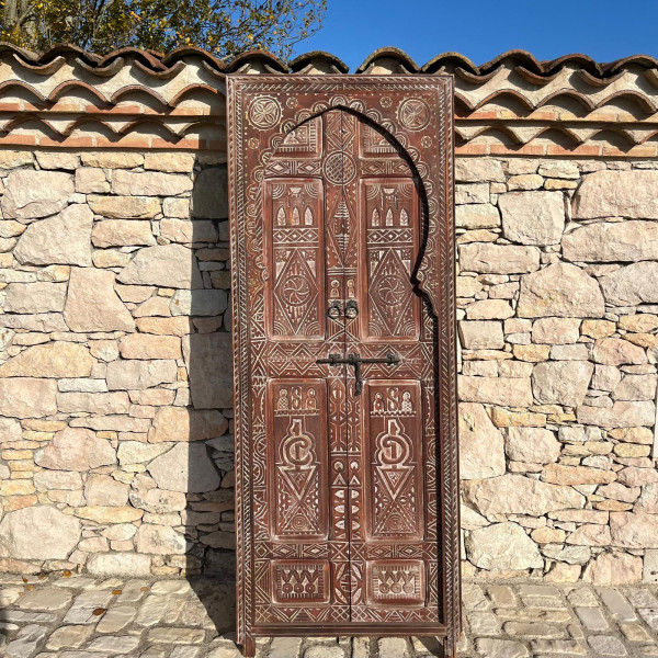 Porte en Bois Marocaine - ≈ 198x75cm - Ahmar -