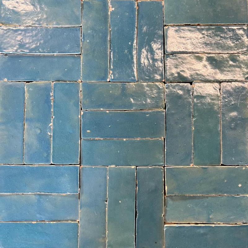 Véritable Bejmat de Fès - Bleu Scandinave -